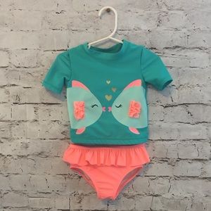 Carter’s Girls 2 Piece Rash Guard Swim Suit 18M